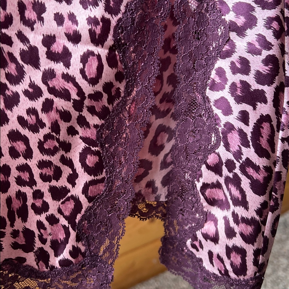 Victoria's Secret Pink Leopard Chemise with Purple Lace - Picture 4 of 5